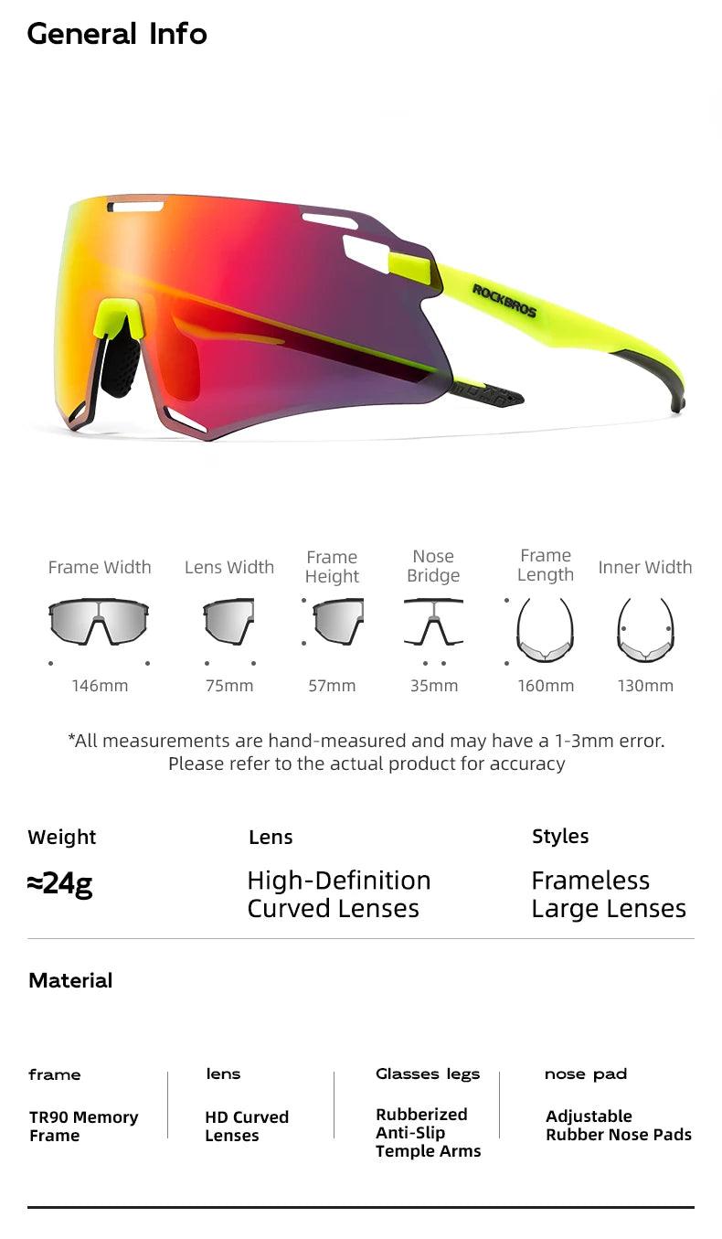 ROCKBROS Cycling Glasses Lightweight Frameless Bike Glasses High-Definition Lenses Road Bicycle Protection Goggles Sport Eyewear