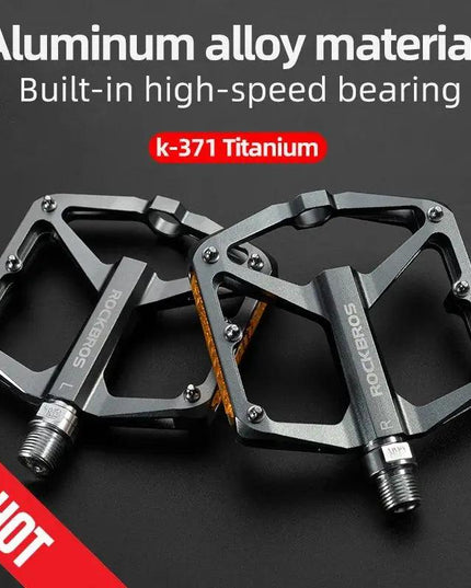 ROCKBROS Bicycle Pedals Save Effort Aluminum Alloy Anti-slip MTB Road Mountain Reflective Bearing Cycling Pedals Bike Accessory