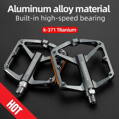 ROCKBROS Bicycle Pedals Save Effort Aluminum Alloy Anti-slip MTB Road Mountain Reflective Bearing Cycling Pedals Bike Accessory