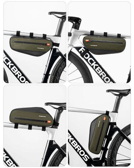 ROCKBROS Bicycle Frame Tube Bag Reflective 1.7L Bike Top Bottom Tube Bag Frame Bag Large Capacity MTB Cycling Pannier Portable
