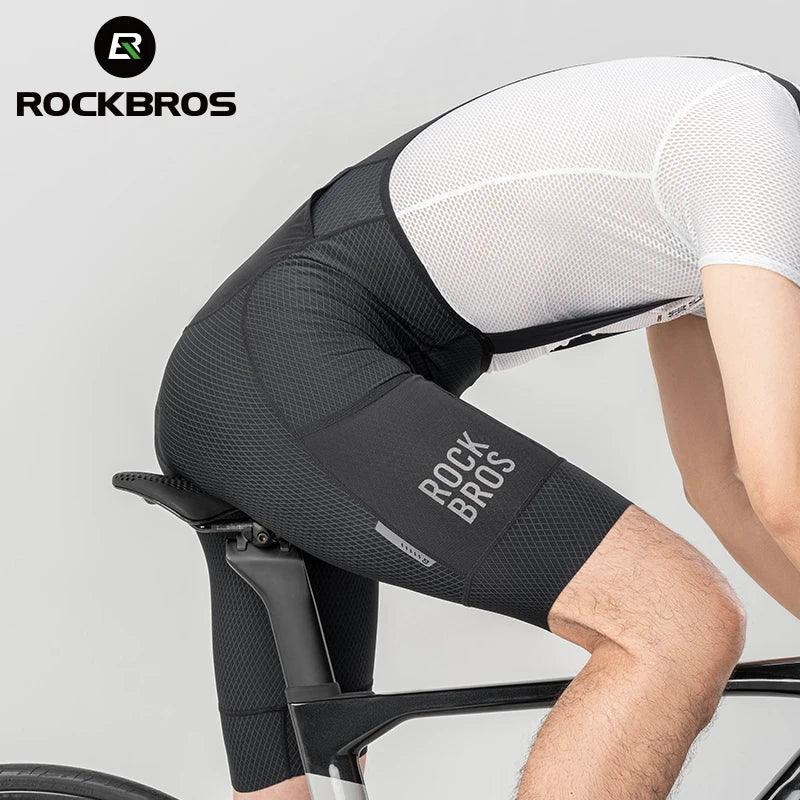 ROCKBROS Cycling Bib Shorts Classic Men Bike Pants Ciclismo Bicycle Shorts Pockets Outdoor Breathable Reflective Tights Shorts