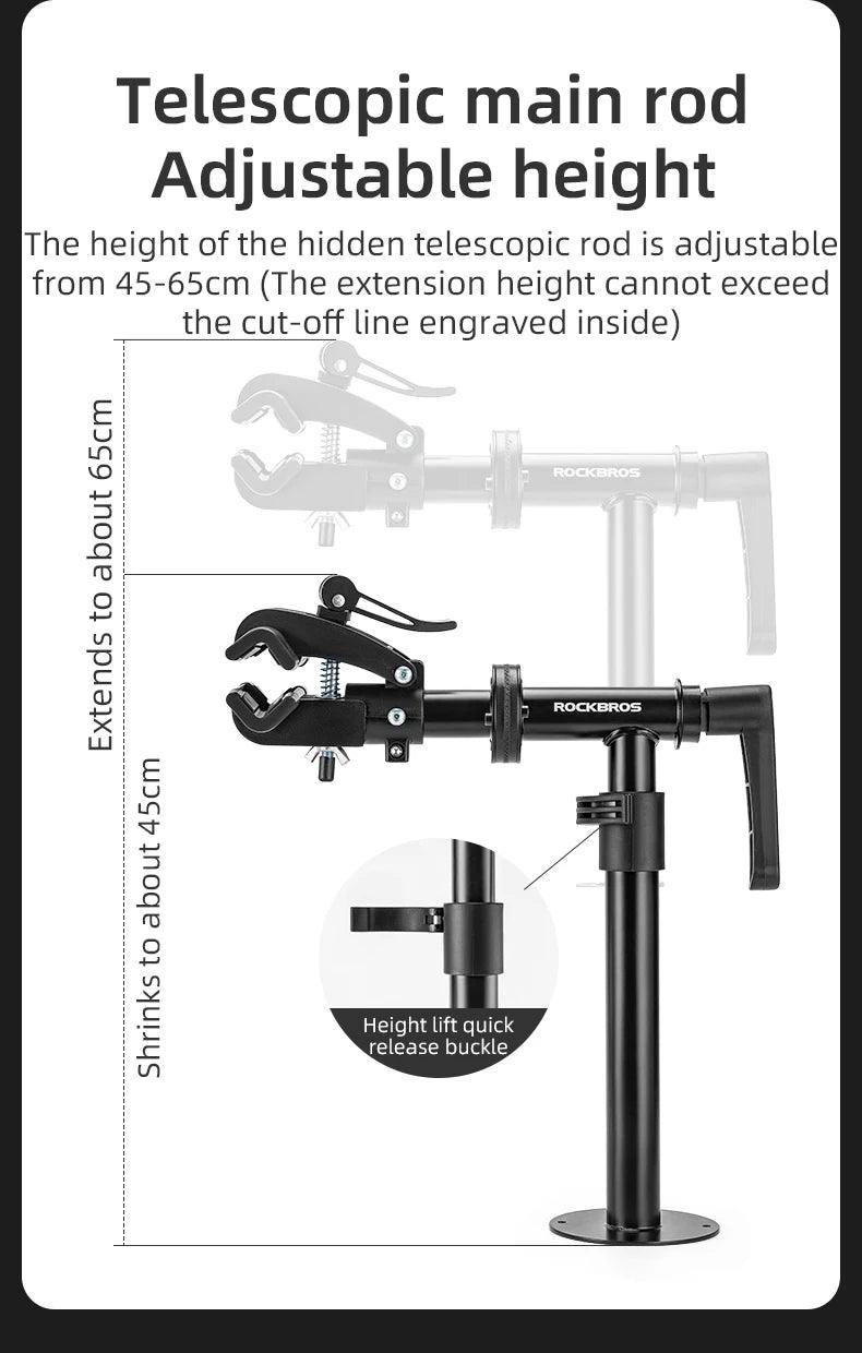 ROCKBROS Bike Repair Rack Desktop Professional Bicycle Wheel Truing Stand 360° Rotation Adjustable Maintenance Storage Stand