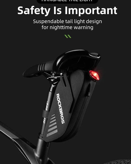 ROCKBROS Bicycle Saddle Bag 0.6L Capacity Waterproof Bike Rear Tail Bag Can Hang Taillights MTB Road Bike Bag Bike Accessories