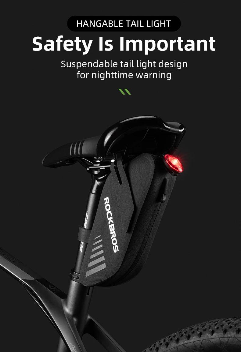 ROCKBROS Bicycle Saddle Bag 0.6L Capacity Waterproof Bike Rear Tail Bag Can Hang Taillights MTB Road Bike Bag Bike Accessories