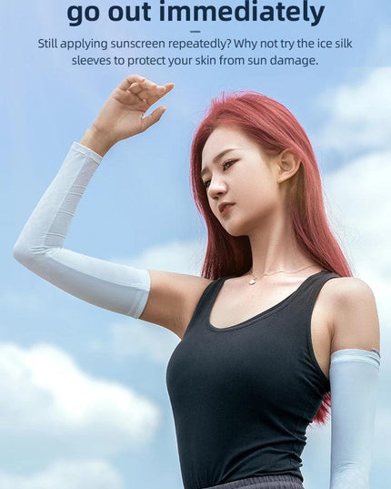 ROCKBROS Ice Silk Bicycle Sleeves Anti-UV Sunscreen Running Cycling Sleeve Fishing Bicycle Outdoor Breathable Unisex Arm Cover