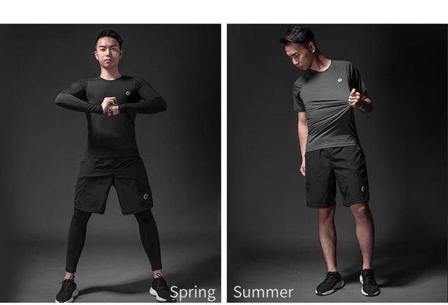 ROCKBROS Men's Tracksuit Gym Fitness Running 5 Pcs/Set Quick Dry Sweat-absorb Compression Sport Suit Clothes Jogging Sport Wear