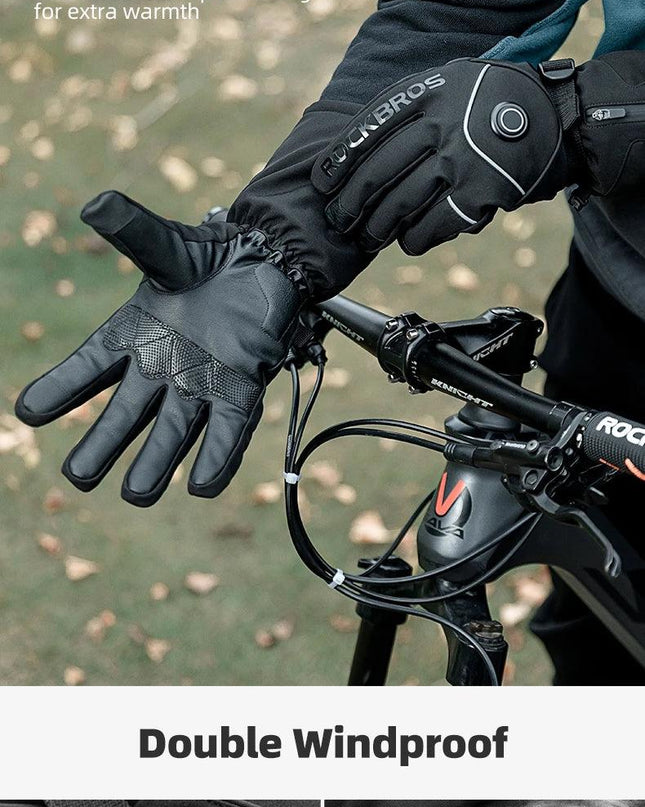 ROCKBROS Electric Heated Gloves Warmer Ski Gloves With Battery Powered Snowboard Cycling Glove Non-slip Touch Screen Gloves