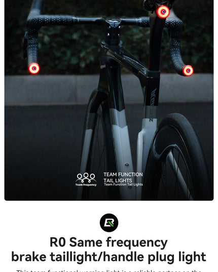 ROCKBROS Bicycle  Bar End Light Rear Light IPX6 Bike Lamp 5 modes Intelligent Brake Sensor Safety Light for Night Riding