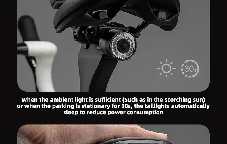 ROCKBROS Smart Bicycle Taillight Type-C Charging Auto Brake Sensing LED Rear Light Aluminum Alloy Bike Lamp Accessories Q1MAX