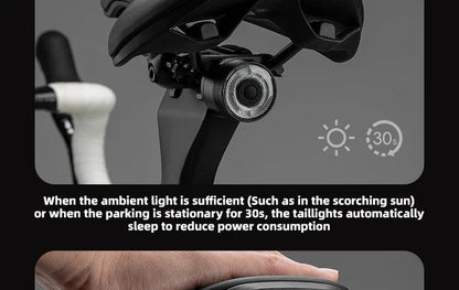 ROCKBROS Smart Bicycle Taillight Type-C Charging Auto Brake Sensing LED Rear Light Aluminum Alloy Bike Lamp Accessories Q1MAX