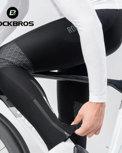 ROCKBROS Warm Cycling Pants Outdoor Windproof Tights Leggings Fleece Winter Breathable Bike Long Pants with Pockets EUR Size