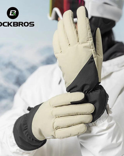 ROCKBROS Winter Ski Gloves Waterproof Snow Keep Warm Windproof Gloves Snowboard Gloves Touch Screen Fleece Motor Riding Gloves