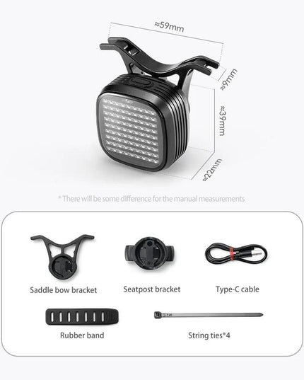 ROCKBROS Bicycle Rear Light Smart Sync Brake Sensing Taillight 12 Modes Ipx6 Rechargeable Rear Light MTB Road Bike Accessories