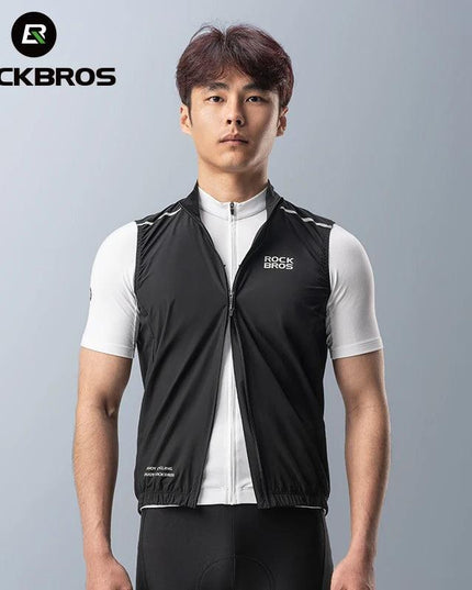 ROCKBROS Cycling Vest for Men Breathable Bicycle Clothing Outdoor Sports Windproof Running Vest Reflective Quick Dry Jersey
