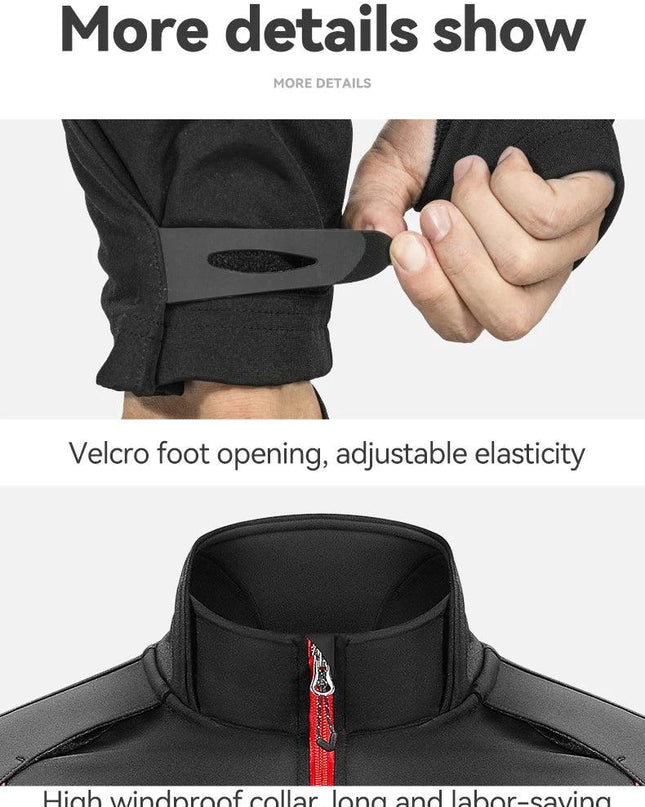 ROCKBROS Cycling Clothing Set Winter Windproof Reflective Cycling Jersey Thermal Fleece Pants Rainproof Set Men Women Sportswear