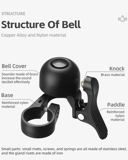 ROCKBROS Bike Bell Horn Handlebar Cycling Call Bicycle Alloy Ring Crisp Sound Warning Alarm For Safety MTB Road Bike Accessories
