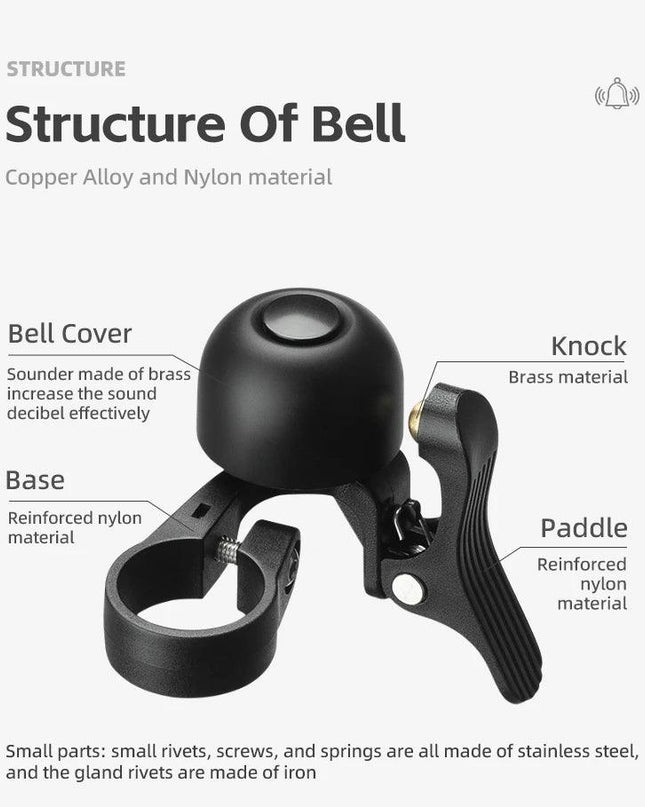 ROCKBROS Bike Bell Horn Handlebar Cycling Call Bicycle Alloy Ring Crisp Sound Warning Alarm For Safety MTB Road Bike Accessories