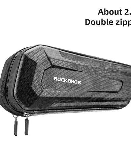 ROCKBROS Hard Shell Bicycle Bag MTB Road Bike Bag Carbon Pattern Waterproof Top Tube Bag Cycling Saddle Bag 1.5L High Capacity
