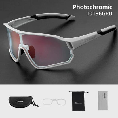 ROCKBROS Photochromic Cycling Glasses Outdoor Sports UV400 Goggles Sunglasses Bicycle Sports Eyewear Running Fishing Glasses