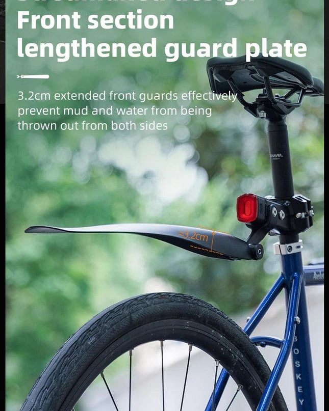 ROCKBROS Bicycle Mudguard With Taillight Quick Release Road Bike Mudguard PP Aluminum Alloy  Support Fender Adjustable Parts