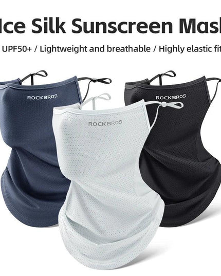 ROCKBROS Summer Ice Silk Mask Anti-UV Quick-drying Face Cover Sunscreen Bandana Breathable Neck Protection Hanging Ear Scarf