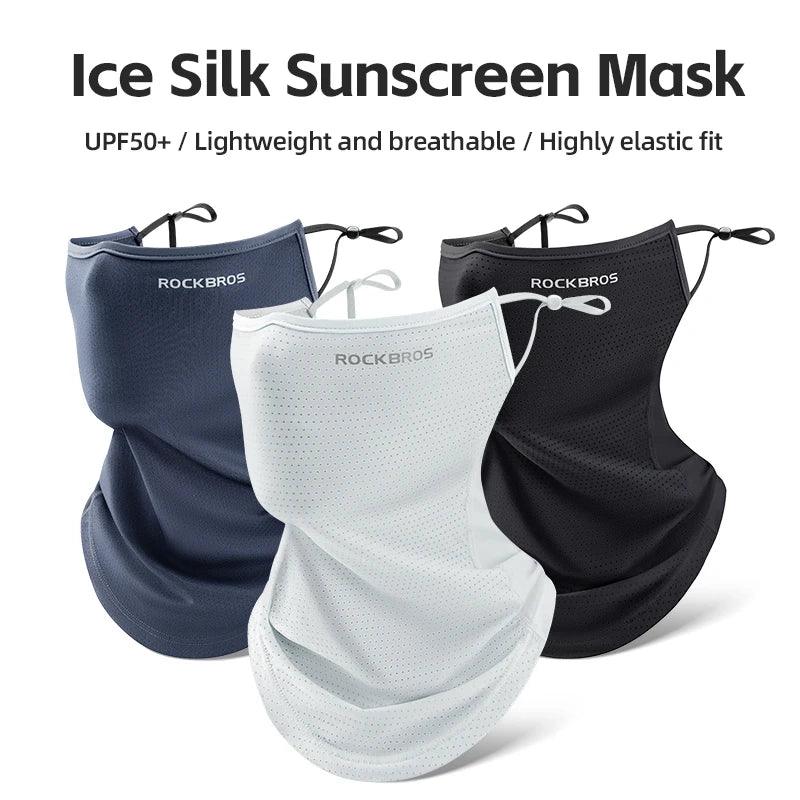 ROCKBROS Summer Ice Silk Mask Anti-UV Quick-drying Face Cover Sunscreen Bandana Breathable Neck Protection Hanging Ear Scarf