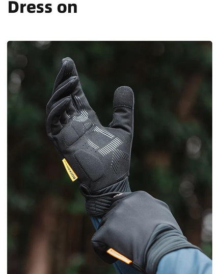 ROCKBROS Cycling Gloves MTB Road Bike Non-slip Gloves Touch Screen Winter Thermal Fleece Warmer Windproof Gloves Full Finger