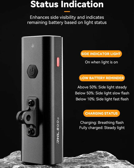 ROCKBROS Bike Front Light IPX6 Type-c Rechargeable Bicycle Hanging Light Headlight LED Flashlight 400/800/1000/1500LM Aluminum