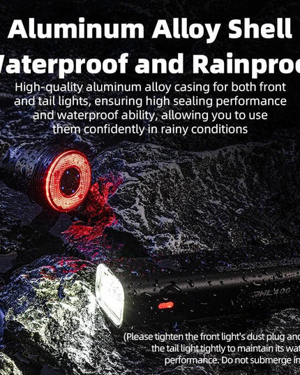 ROCKBROS Bike Light Waterproof Type-C Rechargeable Bicycle Headlight 200M Range Flashlight With Tail light Cycling Accessory