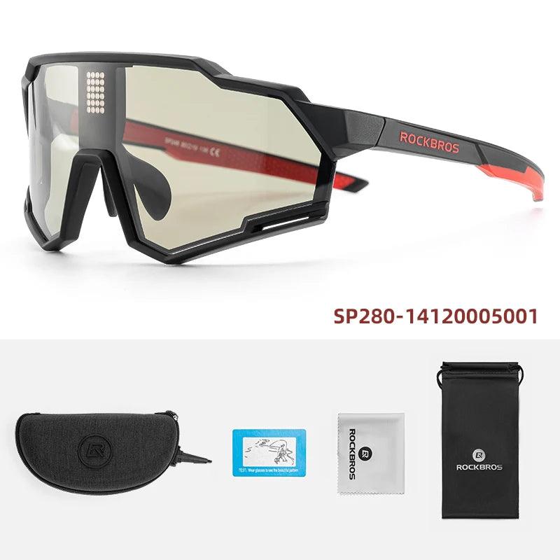 ROCKBROS Sunglasses Polarized Cycling Glasses Electronic Color Change Glasses UV400 Safety Bike Bicycle Eyewear Sports Goggles