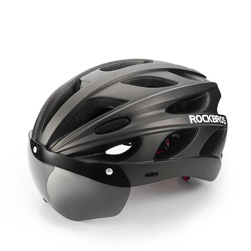 ROCKBROS Bicycle Helmet Integrally-molded Bike Helmet Motor Electric Scooter Riding Helmet Removable Lens Capacete Ciclismo