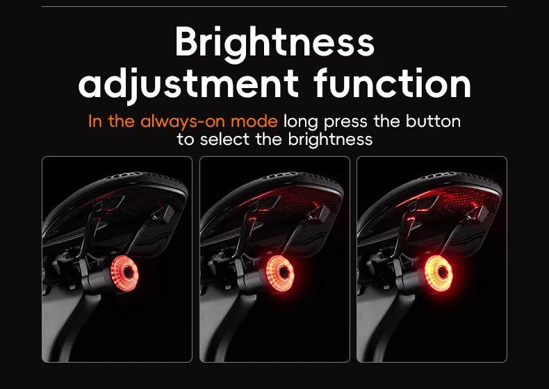 ROCKBROS Bicycle Taillight Smart Auto Brake Sensing MTB Road Bike Light New Type-C Charging Seatposts Saddle Bike Rear Light LED