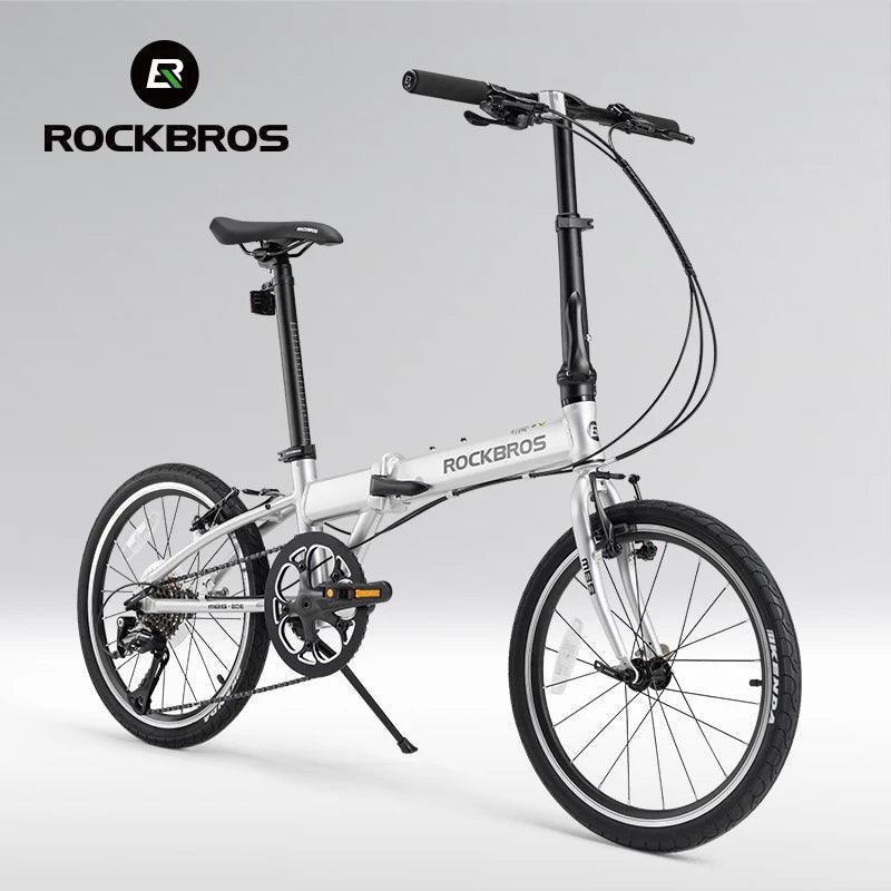 ROCKBROS 20 inch Folding Bike with Shimano 8-speed Aluminium Alloy Frame V Brake Lightweight Adult Unisex Adjustable Bike