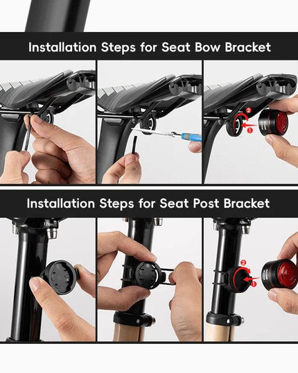 ROCKBROS Bike Light Set MTB Road Cycling Light Waterproof 200LM/400LM Bicycle Headlight + Smart Rear Light Auto Brake Sensing