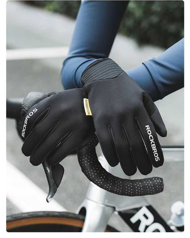 ROCKBROS Cycling Gloves MTB Road Bike Non-slip Gloves Touch Screen Winter Thermal Fleece Warmer Windproof Gloves Full Finger