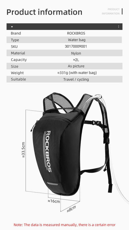 ROCKBROS Water Bladder Water Reservoir New Riding Water Bag Hydration Backpack 2L Reflective Stable Running Bag Vest Backpack