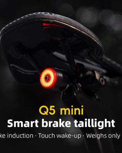 ROCKBROS Bicycle Smart Auto Brake Sensing Light IPx6 Waterproof Type-C Charging Taillight Bike Rear Light Accessories Q5 Mini