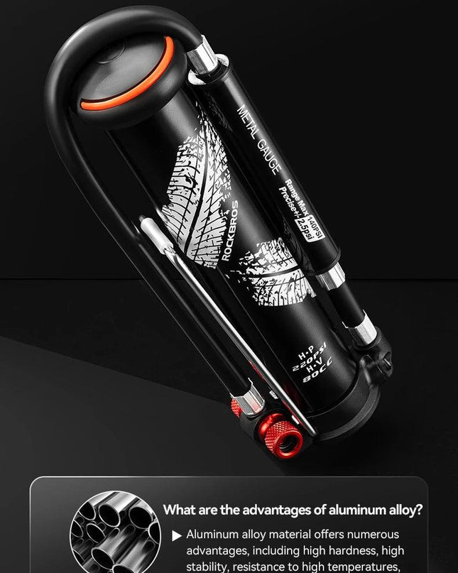 ROCKBROS Bicycle Pump 220PSI Mini Hand Air Pump Tire Inflator Schrader Presta Portable AV/FV MTB Bike Road Bike Accessories