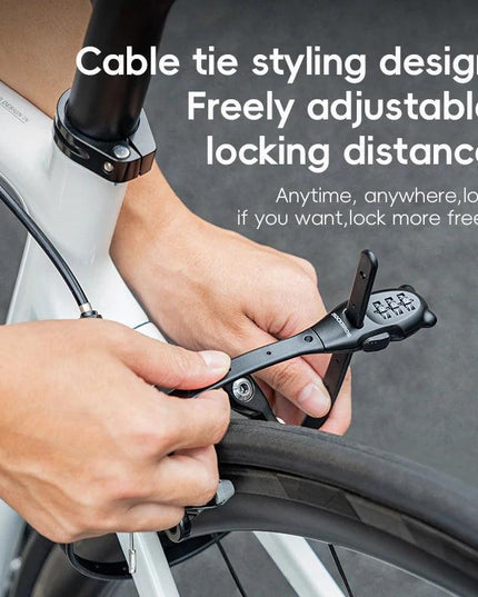 ROCKBROS Portable Bicycle Lock Cable Tie Zinc Alloy Lock Helmet Password Lock Anti-Theft Safety Freely Adjustable Rope Lock