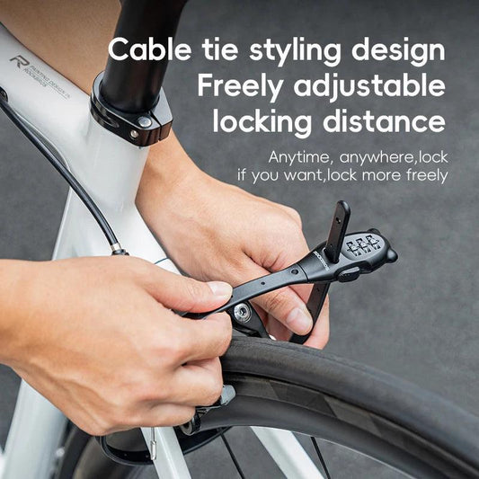 ROCKBROS Portable Bicycle Lock Cable Tie Zinc Alloy Lock Helmet Password Lock Anti-Theft Safety Freely Adjustable Rope Lock