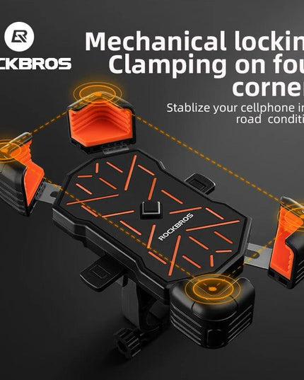 ROCKBROS Bike Phone Holder 360° View Universal Bicycle Phone Holder 4.5-7.2inch Mobile Phone Stand Shockproof Motorcycle Bracket