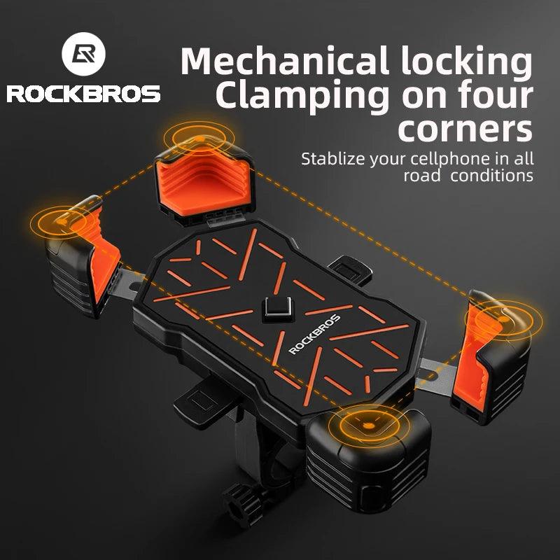 ROCKBROS Bike Phone Holder 360° View Universal Bicycle Phone Holder 4.5-7.2inch Mobile Phone Stand Shockproof Motorcycle Bracket