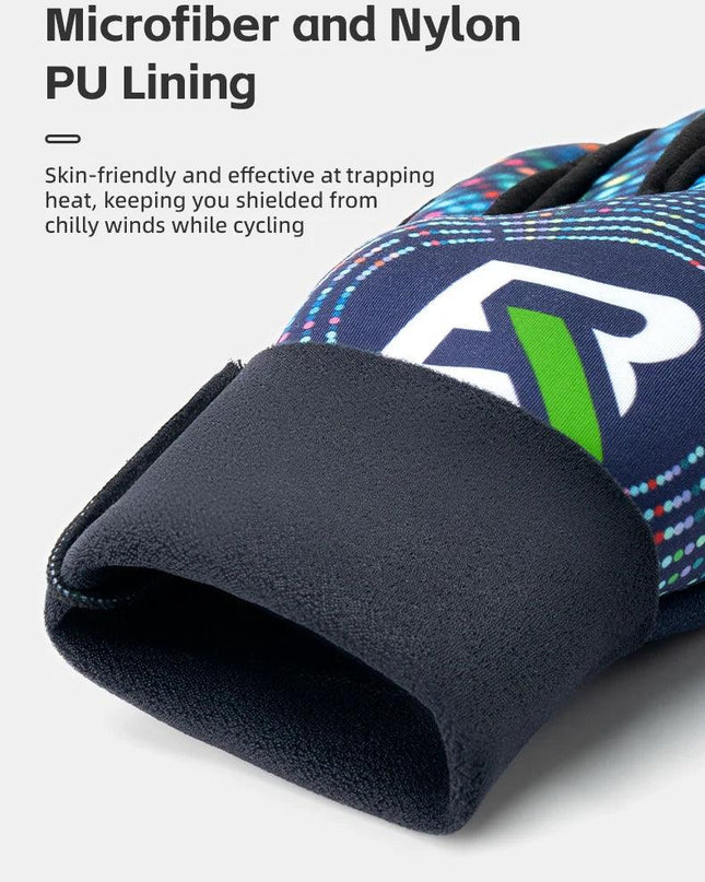 ROCKBROS Winter Gloves Windproof Thermal Warm Cycling Gloves Silicone Anti-Slip Motorcycle Ski Touch Screen Fleece Gloves