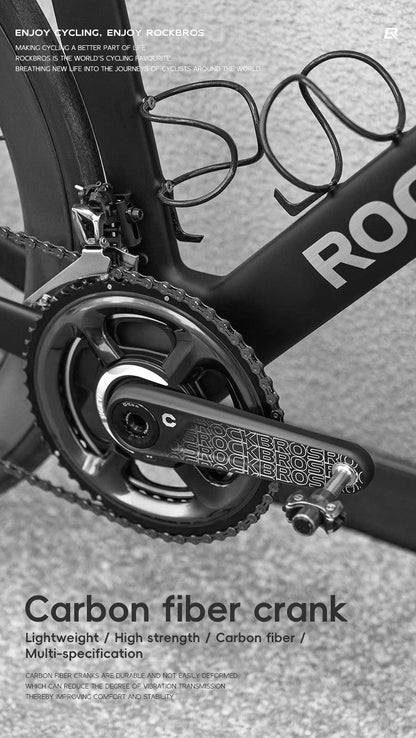 ROCKBROS Ultralight Carbon Fiber Bicycle Crank Chain wheel Spindle 162.5/165/167.5/170/172.5/175MM 52-36T  Transmission Systems