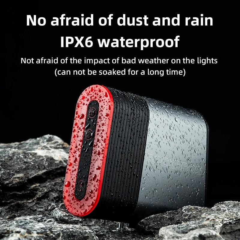 ROCKBROS Bicycle Tail Light With Lock Bluetooth Password Pairing Bike Lock Light IPX6 Waterproof Warning Light Tail  Accessories