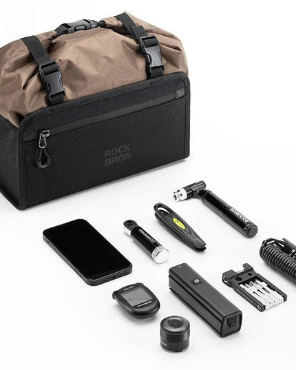 ROCKBROS Bike Front Frame Bag 5.5L Large Capacity Adjustable Handlebar Bag Portable Shoulder Bag Reflective Cycling Packing