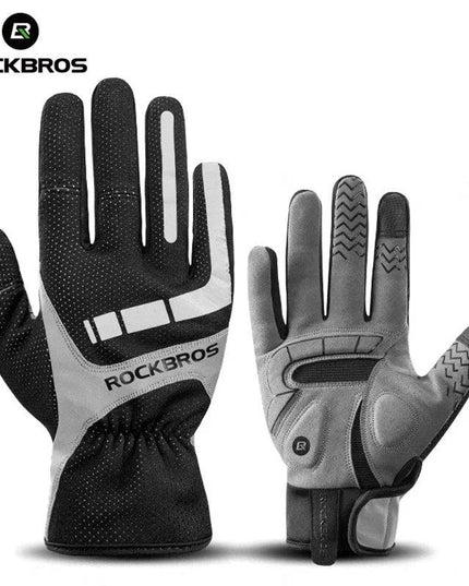 ROCKBROS Touch Screen Cycling Gloves Autumn Winter Thermal Windproof Bicycle Gloves Keep Warm Thick Sport Glove Bike Accessories