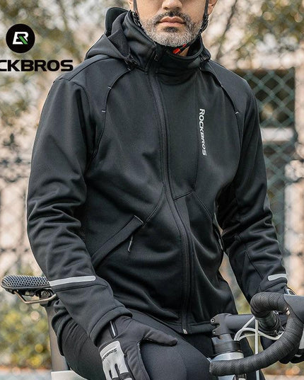 ROCKBROS Bicycle Jacket Winter Cycling Clothing Thermal Fleece Long Sleeve Cycling Bike Clothing Warmer Windproof Sportswear