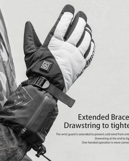 ROCKBROS Warm Heated Gloves Snowmobile Gloves With 3 Levels 4000mAh Rechargeable Battery Powered Electric Thermal Heat Glove