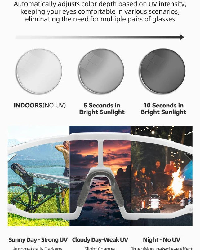 ROCKBROS Cycling Sunglasses Photochromic Polarized Bike Glasses UV400 Ultraviolet Outdoor Sport Hiking Glasses Eyewear Equipment